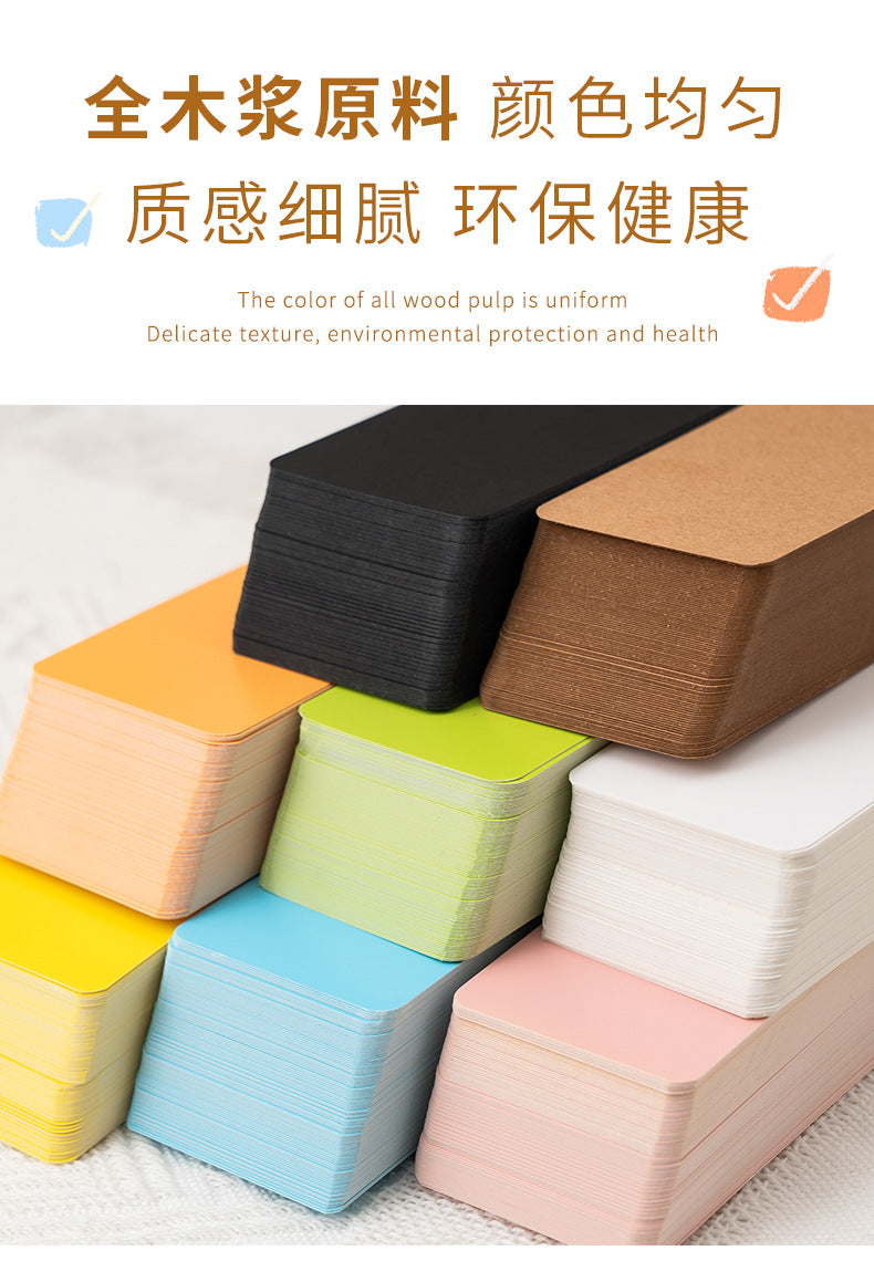 100Pcs/Box Colorful Blank Index Cards Thick Hard Cardstock DIY Handwriting Flash Cards  Study Memo Drawing Note Cards