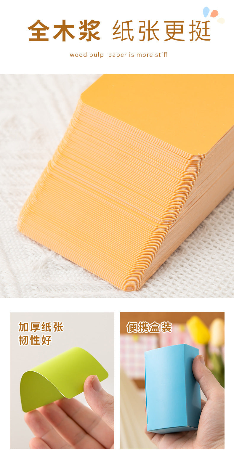 100Pcs/Box Colorful Blank Index Cards Thick Hard Cardstock DIY Handwriting Flash Cards  Study Memo Drawing Note Cards