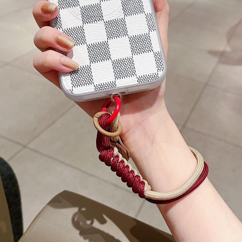 INS British Style Contrasting Woven Phone Lanyard Short Handheld Trendy Phone Case Wrist Rope Doll Luggage Pendant Hanging Rope