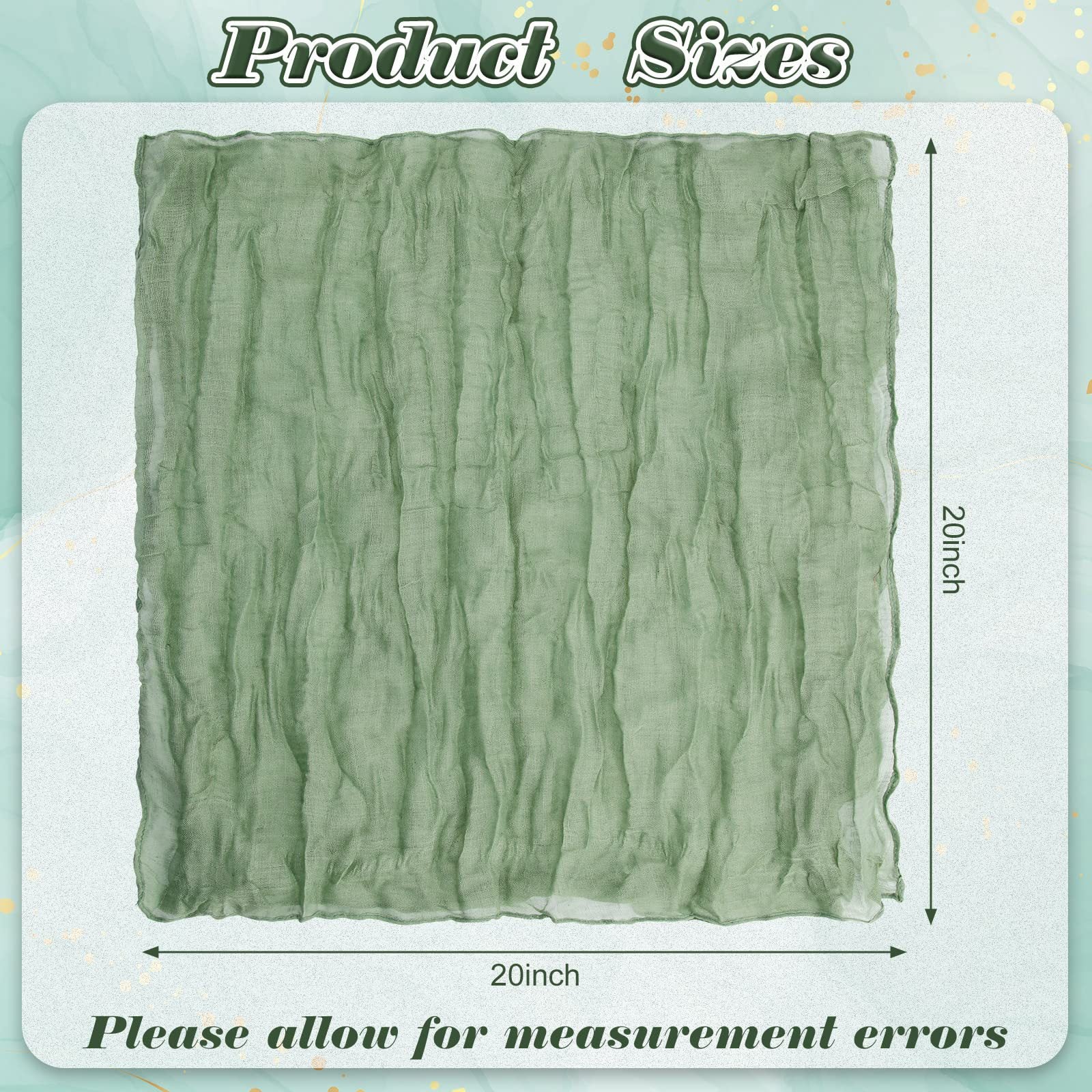 12 PCS Gauze Table Napkins 20x20 Inch Soft Cheesecloth Wrinkled Dinner Napkins for Weddings Party Reception Anniversary