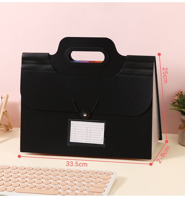 1 Piece Expandable Folder With Handle, A4 Size Black And White Portable Accordion Folder, 13 Flap Pocket Pants
