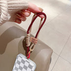 INS British Style Contrasting Woven Phone Lanyard Short Handheld Trendy Phone Case Wrist Rope Doll Luggage Pendant Hanging Rope