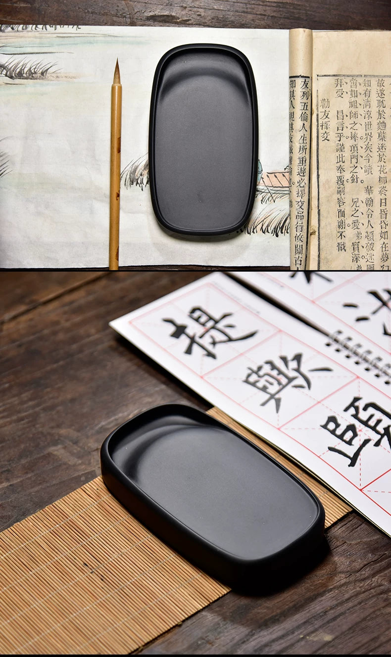 Natural Raw Stone She Inkstone Classical Calligraphy Regular Script Practice Ink Stone Vintage Brush Writing Practical Inkstone