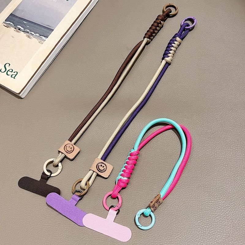 INS British Style Contrasting Woven Phone Lanyard Short Handheld Trendy Phone Case Wrist Rope Doll Luggage Pendant Hanging Rope