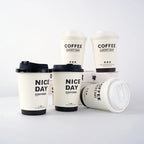 50pcs Thick Double-layer Coffee Paper Cup Disposable 90mm Caliber Hot Drink Leak Proof with Lid Shop Takeaway Paper Cups