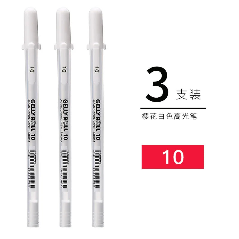 Sakura Gelly Roll Gel Pens 3/5PCS Classic Highlight Pen Gel Ink Pens Bright White Highlight Sketch Markers Color Highlighting