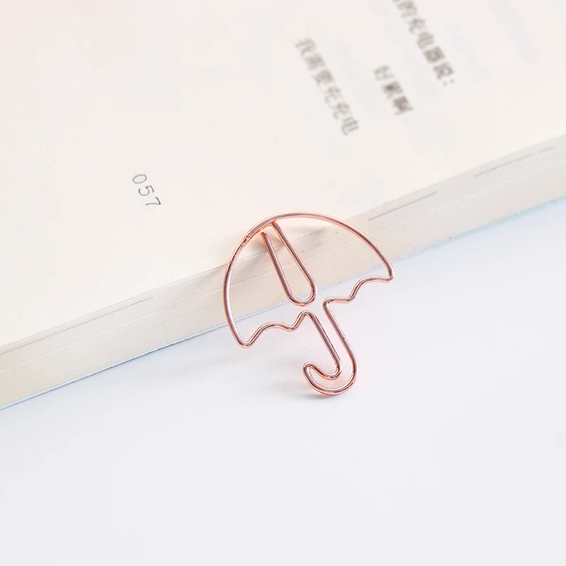20pcs Umbrella Shape Paper Clip Creative Cute Bookmark Metal Color Cartoon Paper Clips For Planner Office Stationery