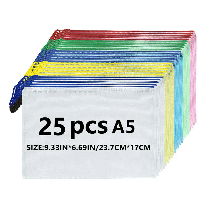 Christmas Stickers A5 Mesh Zipper Bag, Document Storage Bag, Waterproof And Rip-Proof Folder, Student Office Mobile Supplies