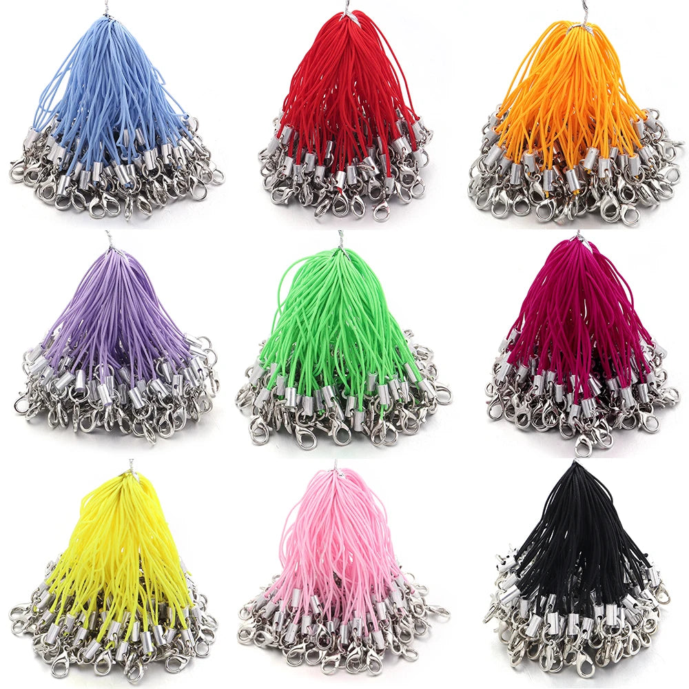 20/100Pcs Lobster Clasp Lanyard Strap Cord Mobile Phone Lanyard Polyester Key Chain Cords Charms Keyring For DIY Jewelry Making