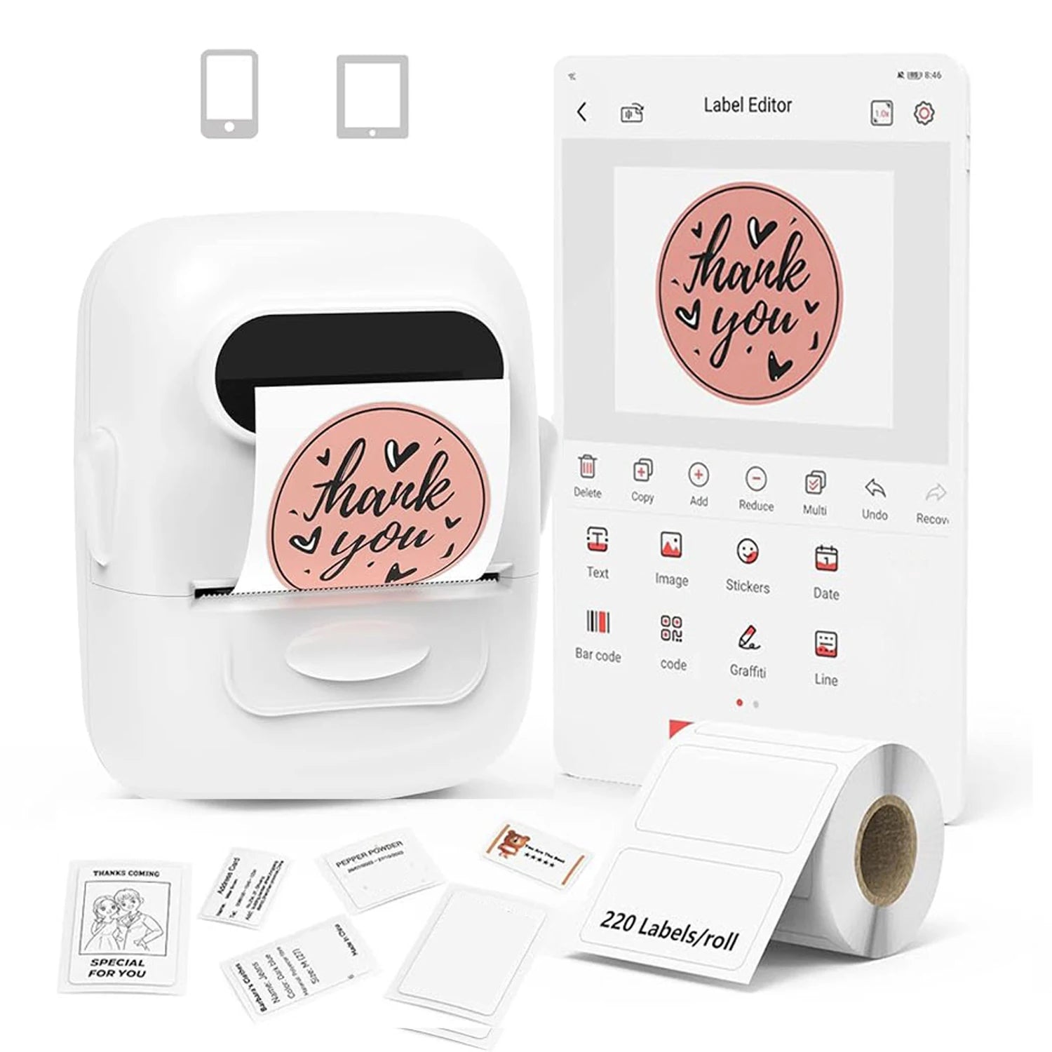 Marklife P50 Thermal Label Printer Mini Bluetooth Self-Adhesive Sticker Printer for School Office Kitchen To Tag Price Machine