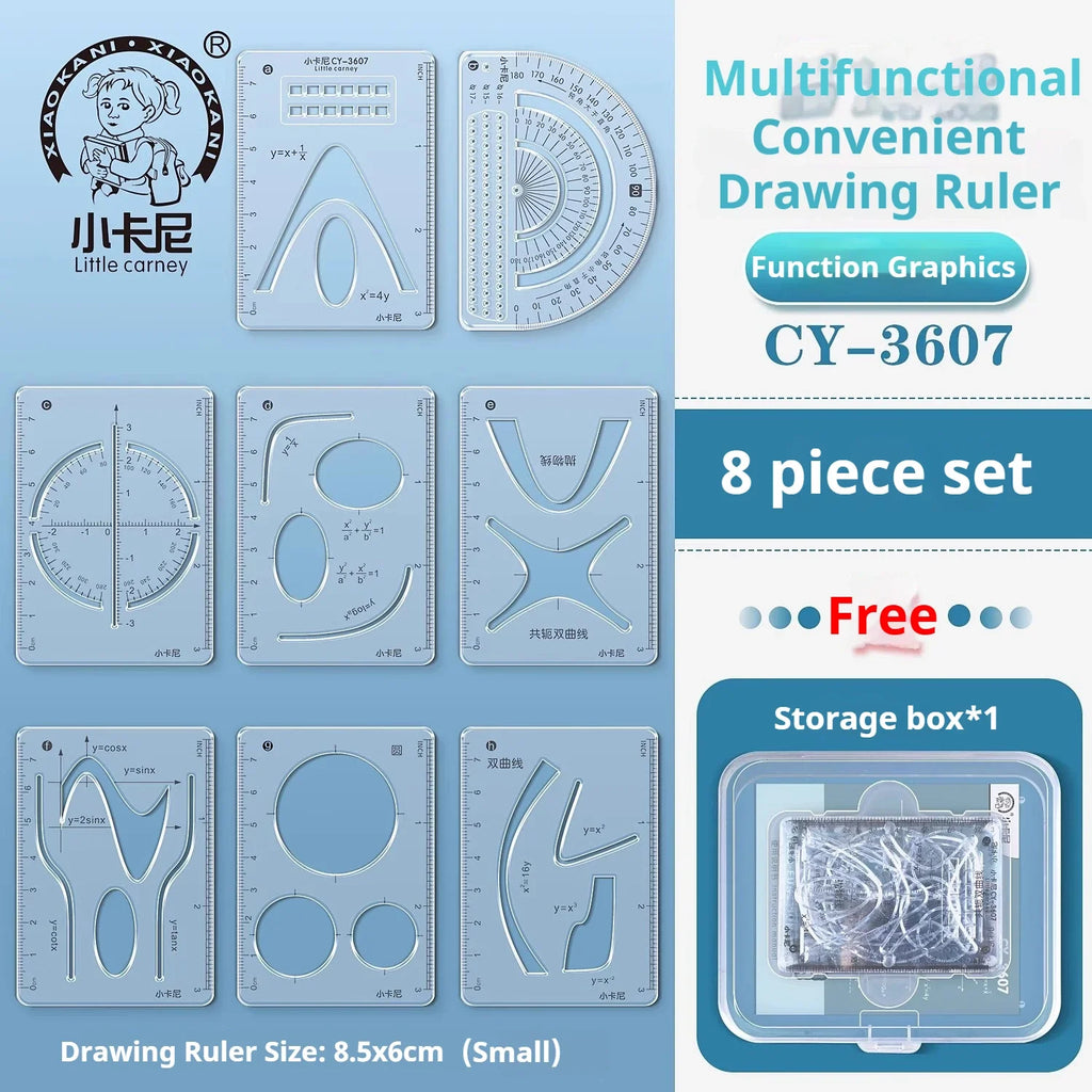 Mathematical Rulers Set Multi-function Geometry Drawing Ruler Transparent Rotatable Scale Ruler for Drafting School Supplies