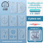 Mathematical Rulers Set Multi-function Geometry Drawing Ruler Transparent Rotatable Scale Ruler for Drafting School Supplies