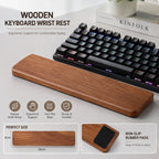 Solid Wood Keyboard Wrist Rest for 87 Key Mechanical Keyboard, Ergonomic Wooden Palm Rest with Non Slip Base