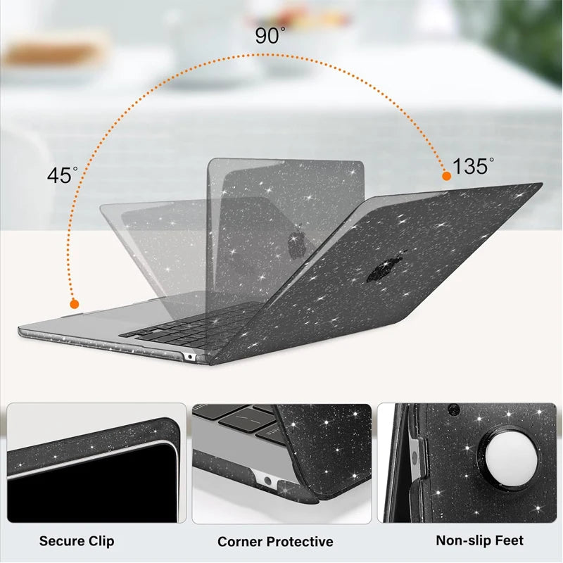 Glitter laptop Cover For 2026 Macbook Air 13.6 Case MacBook Air 15 M4 Chip Case MacBook Pro 14 Pro 16 M5 M3 M2 M1 Pro 13 Case