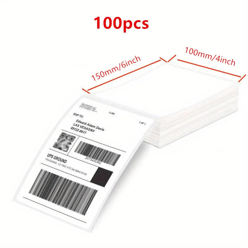 4x6 Inch Direct Thermal Labels Printer Paper 100x150mm Fan-Fold Labels Shipping Supplies Waterproof for D100 D200 Printer