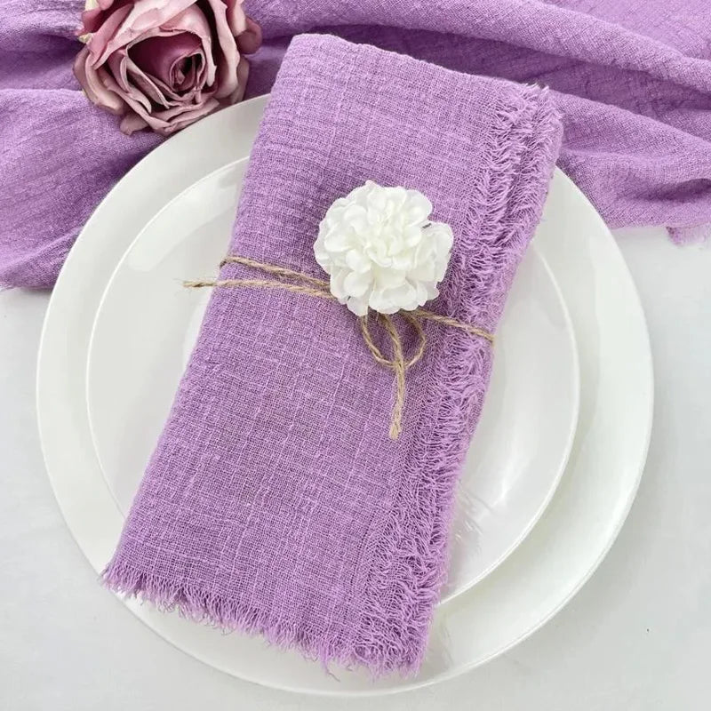 6PCS 43x43cm Dinner Table Rustic Decor Muslin Tea Towels, Birthday Decore Retro Cotton Cheesecloth, Cotton Gauze Wedding Napkins