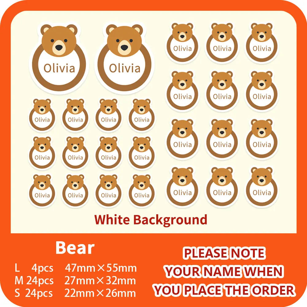 Custom Transparent Self-adhesive Baby Name Sticker Customised Kindergarten Tag in Hebrew Personalized Waterproof Stickers Label