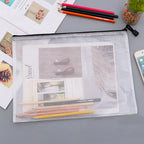 Mesh Zipper Storage Bag Document Bag Waterproof File Pouch Folders School Office Supplies Cosmetic Makeup Bags A3/A4/A5/A6