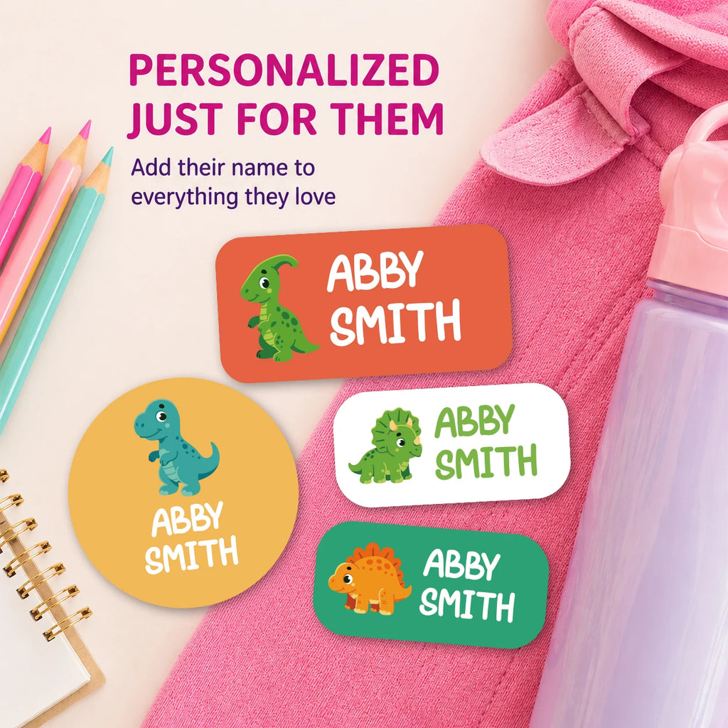 140PCS Personalized Kids Name Labels, Waterproof Custom Stickers for Bottles, Clothes, School Supplies and Daycare Items