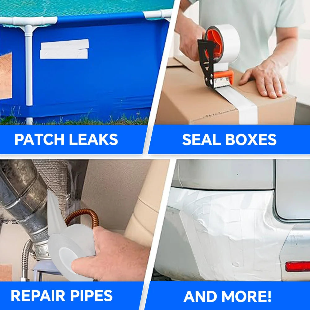 White Duct Tape Heavy Duty Waterproof,No Residue, Easy Tear by Hand for Home Repairs Indoor Outdoor Crafts Packing HVAC