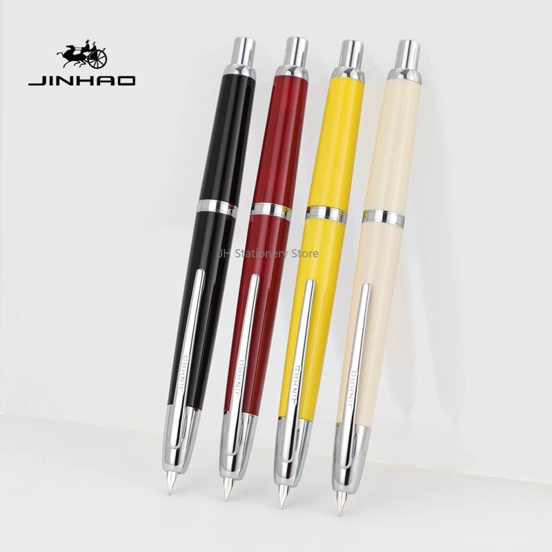 JINHAO 20 Press Fountain Pen Retractable EF/F Nib Plastic With Clip School Supplies PK 10 A1 Stationery Writing Ink Converter