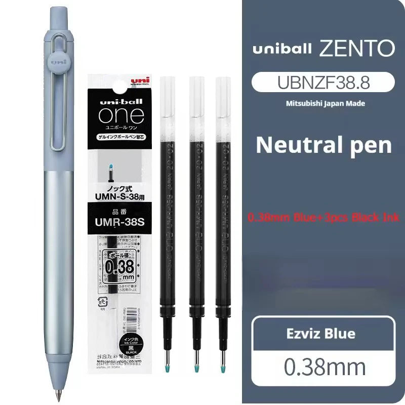 New Uni uniball Zento Flow Metal Rollerball Pen Aluminum Grip Gel Pens 0.5mm Water-Based Black Ink Ultra Smooth Writing Japan