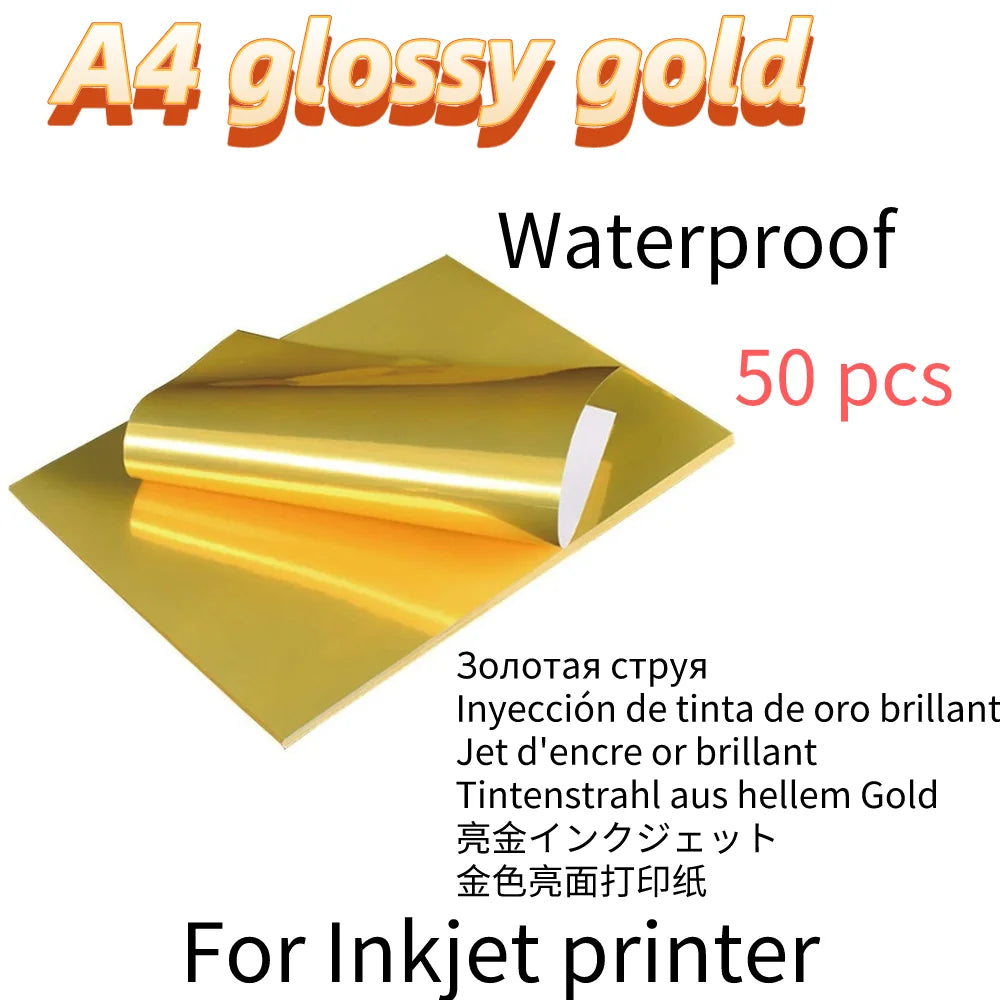 10/50pcs Waterproof sticker paper A4 Laser Inkjet Printer Paper White Glossy Transparent  Self Adhesive Sticker Label Copy Paper