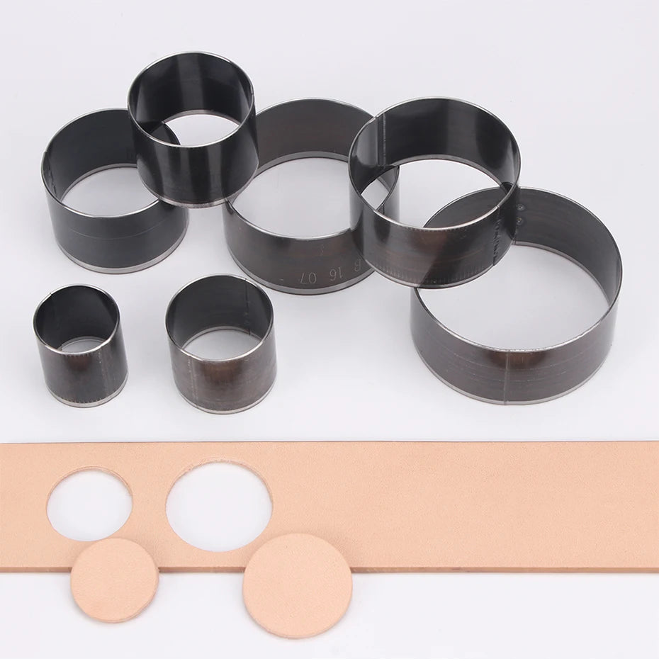 QJH 7Pcs Sharp Leather Cutting Die Leather Circle Stencil Cutter Mold Round Hollow Hole Punch Set Paper Leather Craft Tools