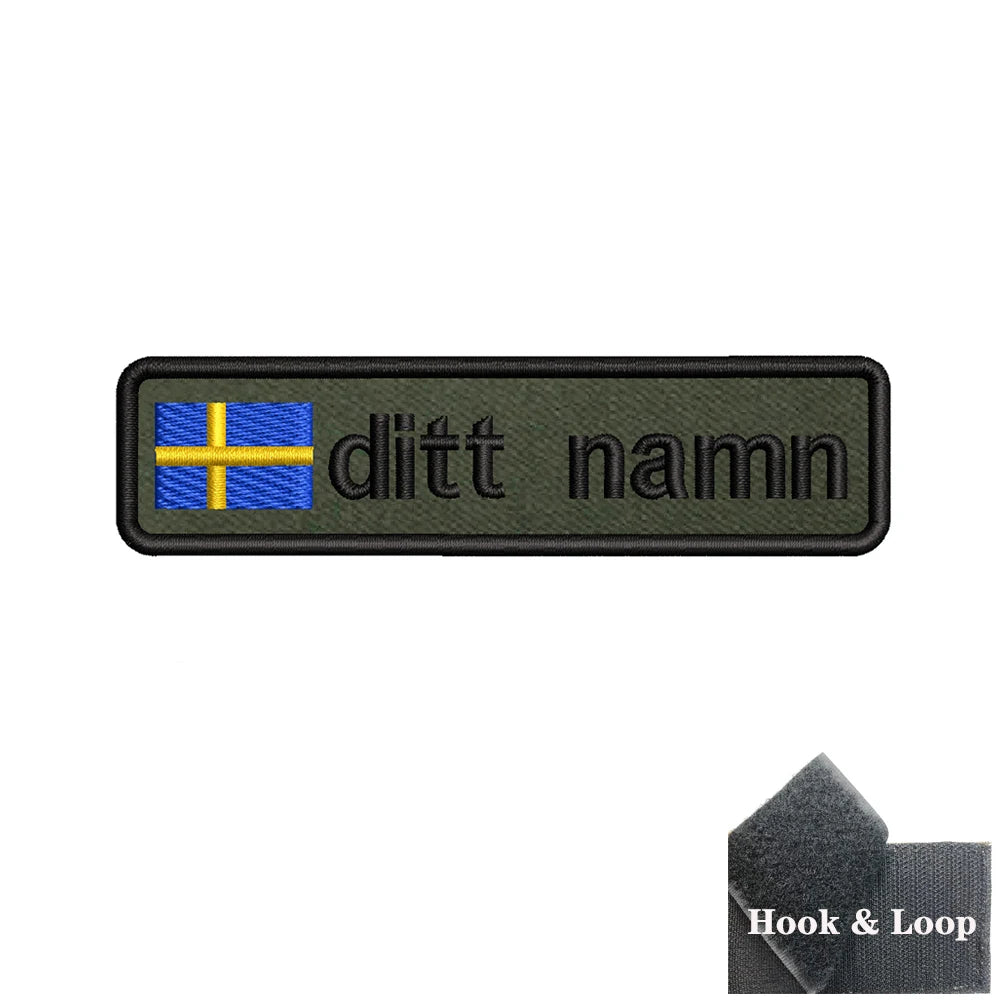 1PC 10cmX2.5cm Custom Name flag Patch Stripes Badge tags Iron On Or Hook Loop Army green Estonia Austria Bulgaria Luxembourg