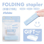 1 Cute Gift Stapler Set White/Blue Children's Novel Handicraft Tool Set Small Home Office Stationery  Children's Travel Bag