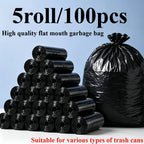 100 Large Black Trash Bags – Leak-proof, Durable Polyethylene