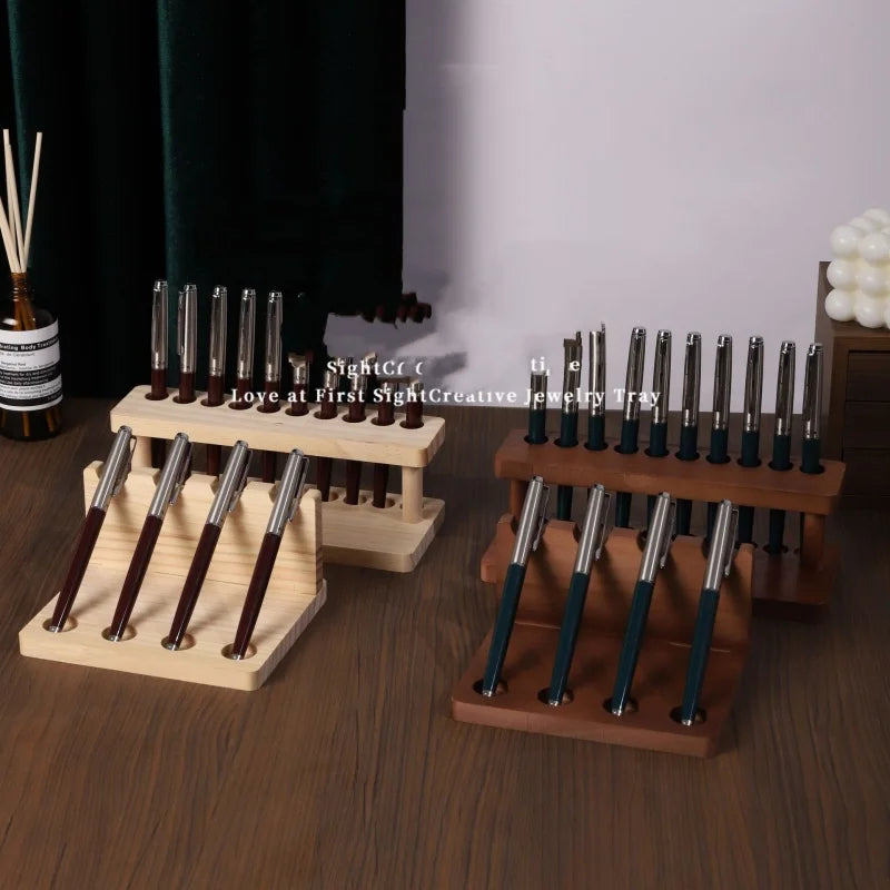 1PC Walnut Wood Multifunction Desk Organizer - Pen Holder, Phone Stand & Storage Solution for Office and School