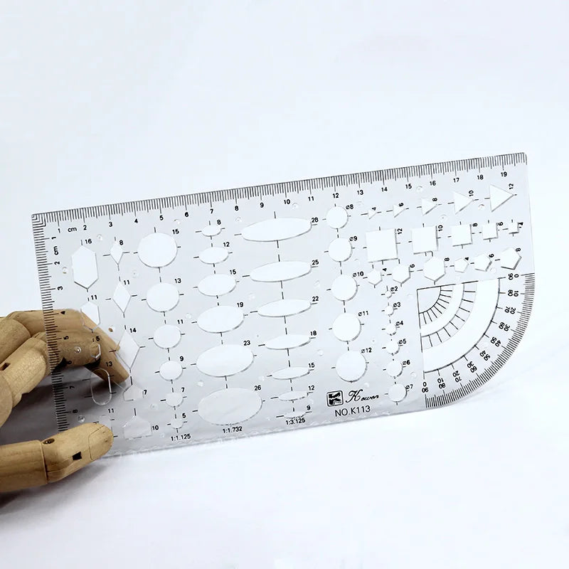 Transparent drawing size square square ruler hexagonal triangle ruler drawing design ruler scale line