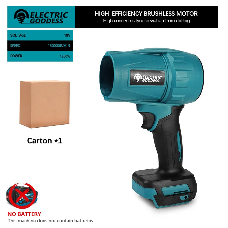 Electric Goddess Brushless Cordless Electric Air Blower Turbo Jet Fan Handheld Dust Blowing Tool For Makita 18V Battery Pin