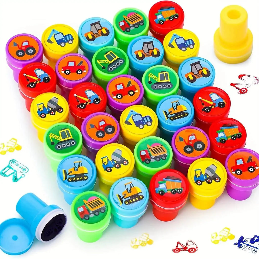 10/20/30 Pcs Construction Vehicle Stamps Classroom Reward Construction Vehicle Miniature Scrapbook Stamps Summer School Gift
