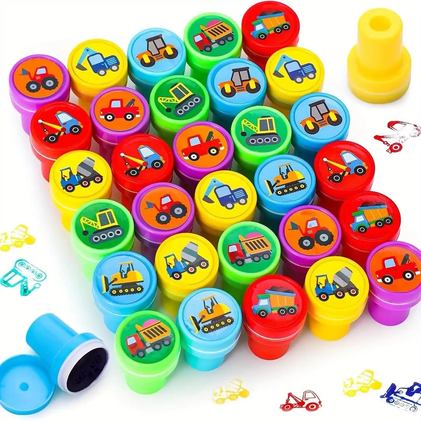 10/20/30 Pcs Construction Vehicle Stamps Classroom Reward Construction Vehicle Miniature Scrapbook Stamps Summer School Gift