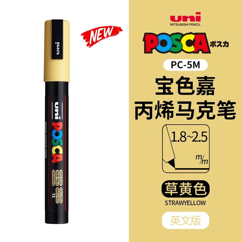 uni POSCA POP Water-Based Marker,Assorted Colors PC-1M/3M/5M 0.7~2.5mm Tips Professional Acrylic Paint Pen for Artists&Designers