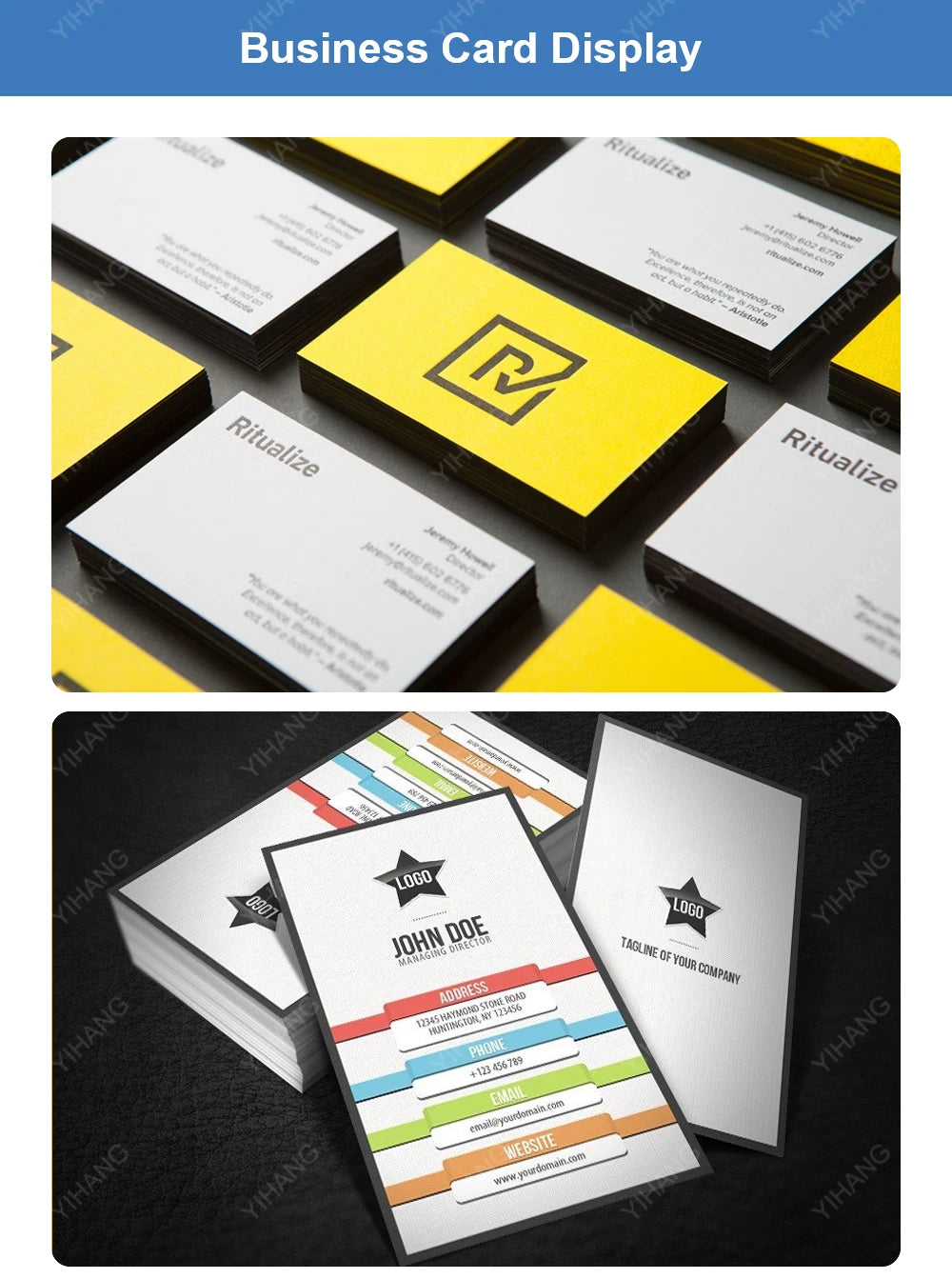 500pcs Free Design, Customized 300gms Logo Printing Business Card, Double-Sided and Full Color Printing, Round