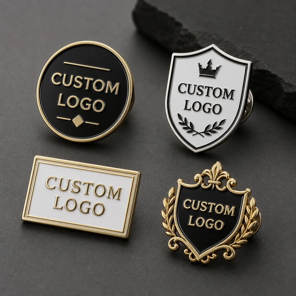 Custom Metal Name Badge Brushed Gold Silver Rectangular Staff Nameplate Free Design Personalized Employee Work Badge No MOQ