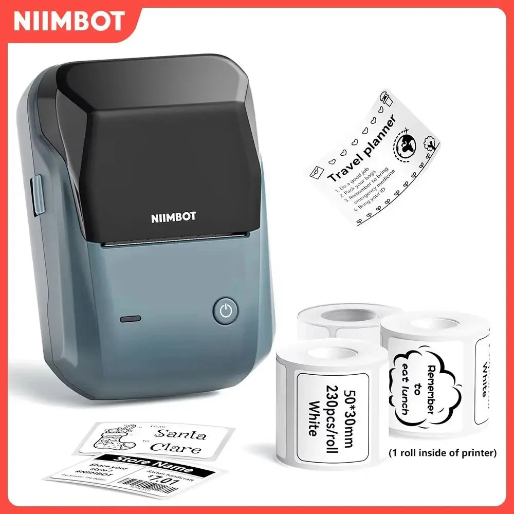 Niimbot B1 Mini Bluetooth Thermal Label Printer Portable Self-Adhesive Sticker Maker, Pocket Thermal Label Machine, Compatible With Mobile Phone & PC, Ideal For Home Office School Small Business Organization