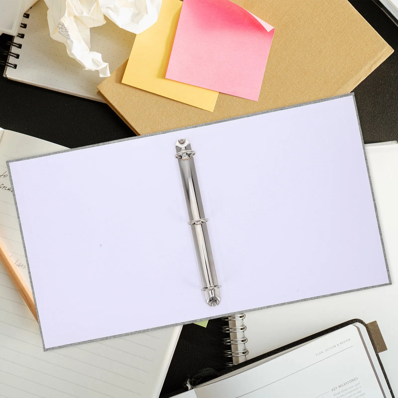 A4 3 Ring Binder Fabric Hardcover Document Holder Office Home Sheet Organizer Paper Storage Resume Report Folder