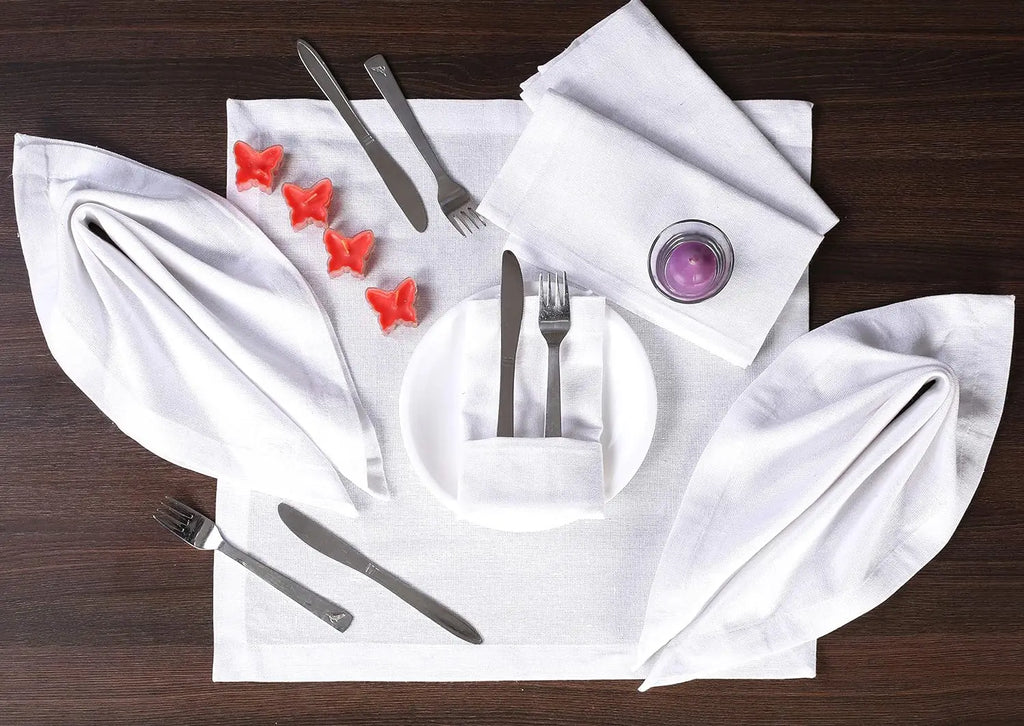 6 Pieces 100% Cotton Dinner Napkin White Napkin Soft Absorbent Comfortable - Ideal for Events and Regular Use