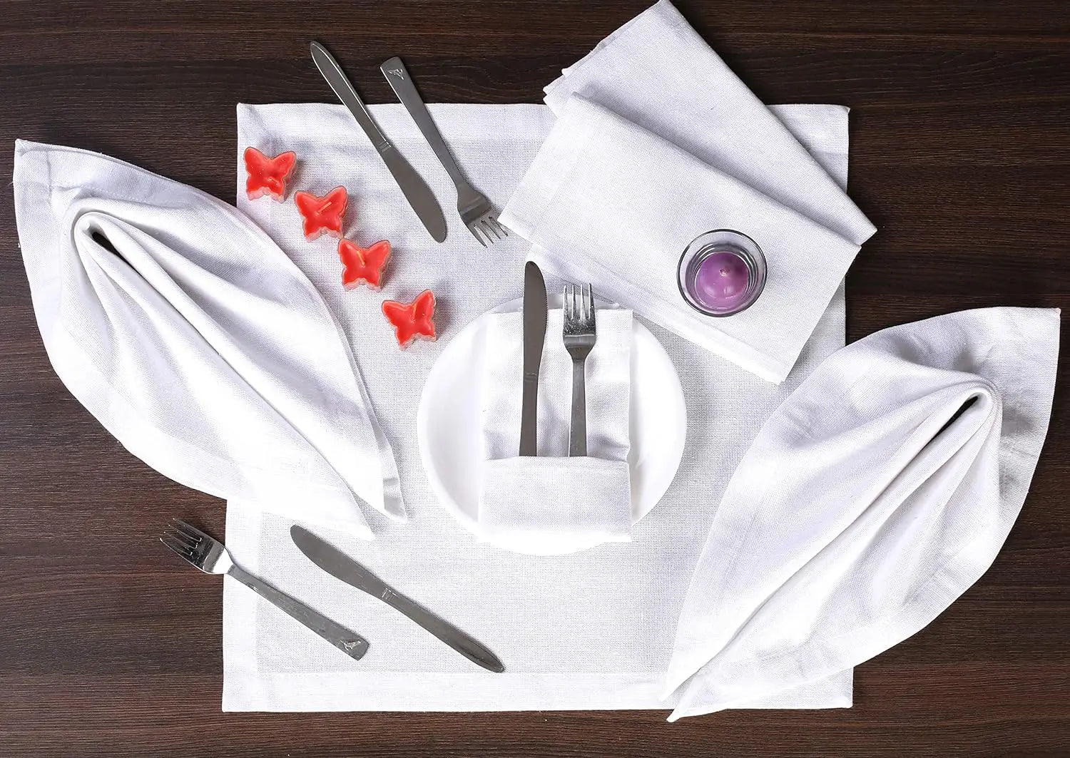 6 Pieces 100% Cotton Dinner Napkin White Napkin Soft Absorbent Comfortable - Ideal for Events and Regular Use