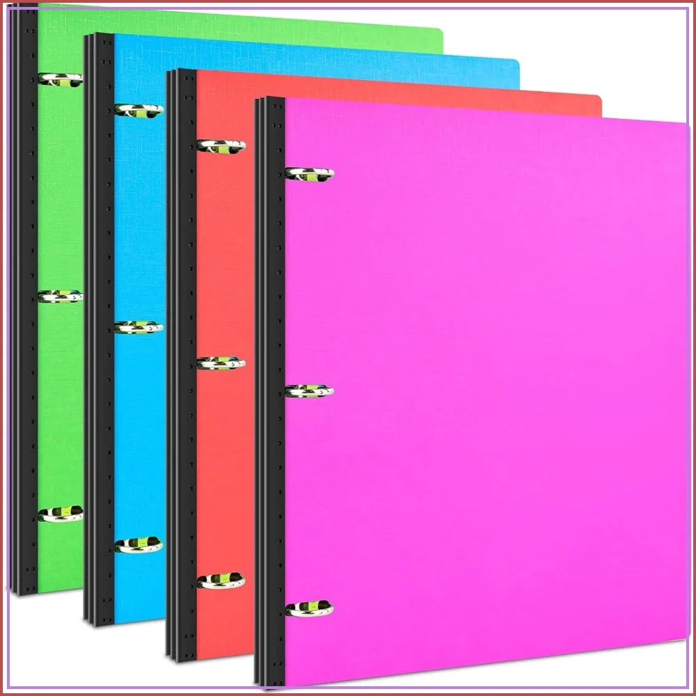 Infun Telescoping 3 Ring Binder 4 Pack, Portable Plastic Binder with Expandable Spine, Foldable Front Cover, Holds 8.5x11 Paper for School Office