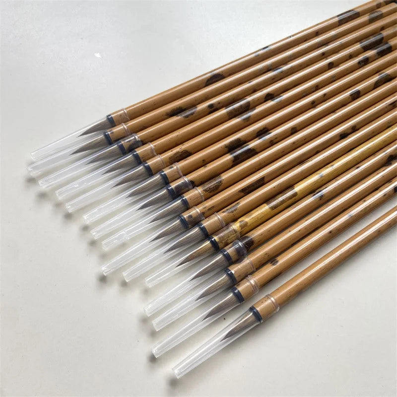 10 Pcs Weasel Hair Calligraphy Brush Pen Metal Holder Chinese Painting Brush Wholesale of Xiaokai Regular Script Writing Brush