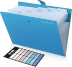 7-Pocket Expanding File Folder, Accordion Document Organizer | Professional Portable Paper Receipt Holder with Labels for Office Home Business, Letter/A4 Size Green