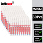 1-90Pcs Waterproof White Long Head Markers Pen 2cm Woodworking Deep Hole Marker Pens Metal Carpenter Black/Red/Blue/Green Ink