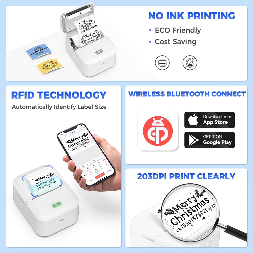 Marklife X2 Portable Mini Printer Similar to Marklife P50 Adhesive Sticker Printer Wireless Bluetooth Labeling Machine DIY Label