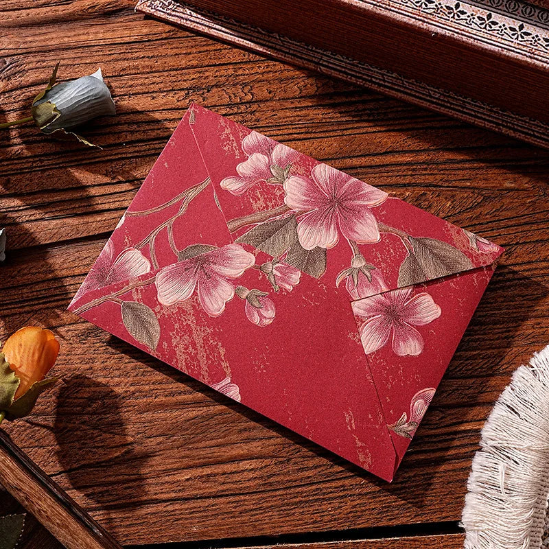 10pcs Oriental Yunjin Brocade Vintage Embossed Letter Envelope Elegant Envelope for Invitation Complete Luxury Set for Weddings