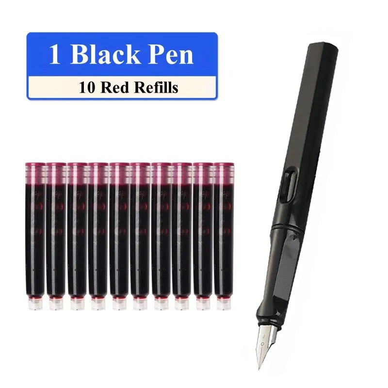 Fountain Pen Set Replaceable Ink Refill Calligraphy Multifunction Pens For Writing 0.38mm Office School Stationery Supplies